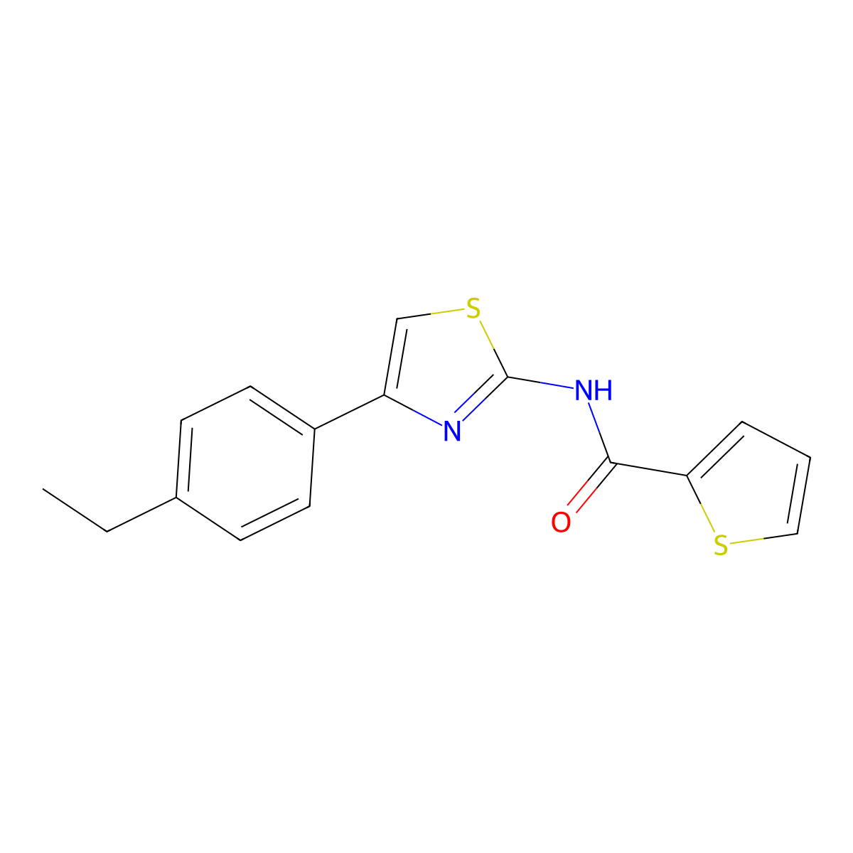 N-[4-(4-ethylphenyl)-1,3-thiazol-2-yl]thiophene-2-carboxamide molecular structure, CAS 301234-16-2