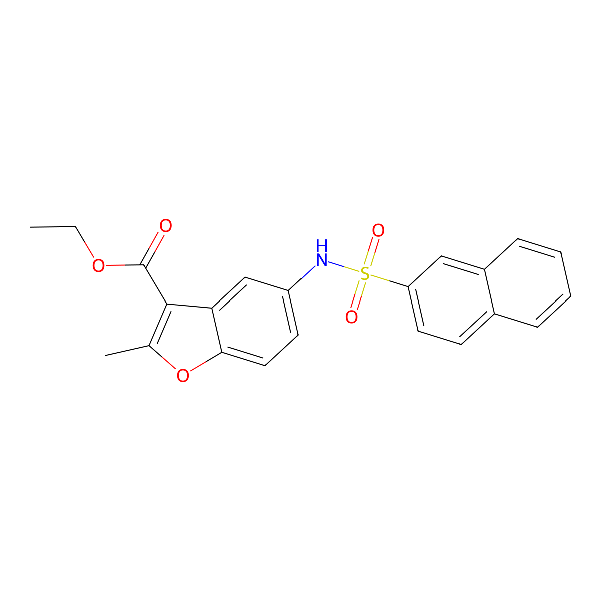 Ethyl 2-methyl-5-(naphthalene-2-sulfonamido)benzofuran-3-carboxylate molecular structure, CAS 301234-32-2