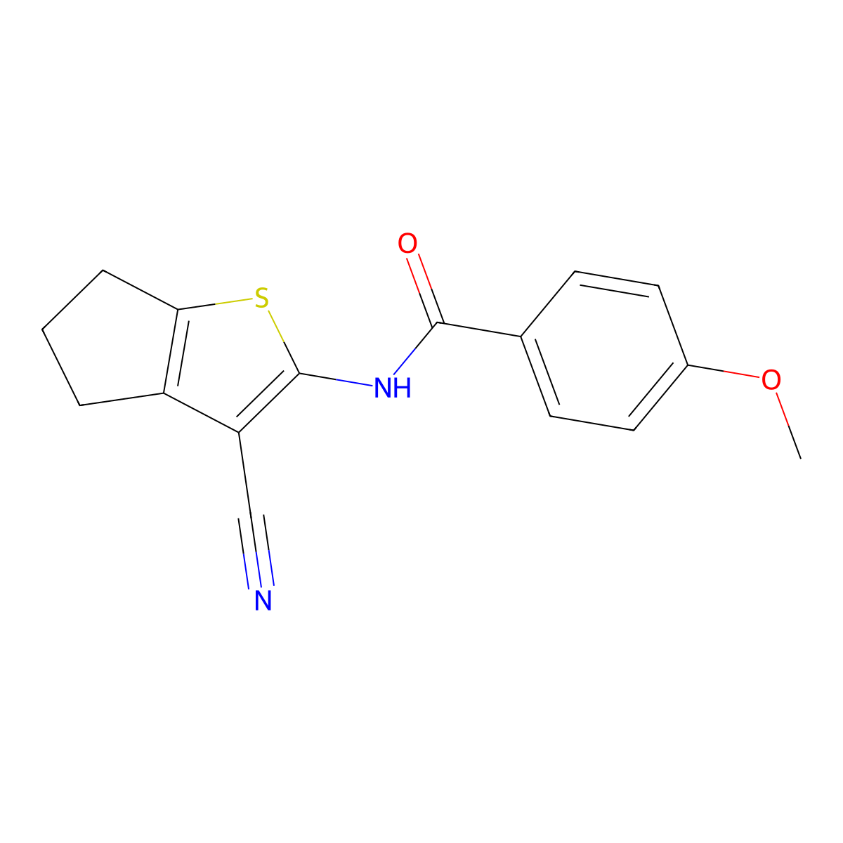 N-(3-cyano-5,6-dihydro-4H-cyclopenta[b]thiophen-2-yl)-4-methoxybenzamide molecular structure, CAS 301234-74-2