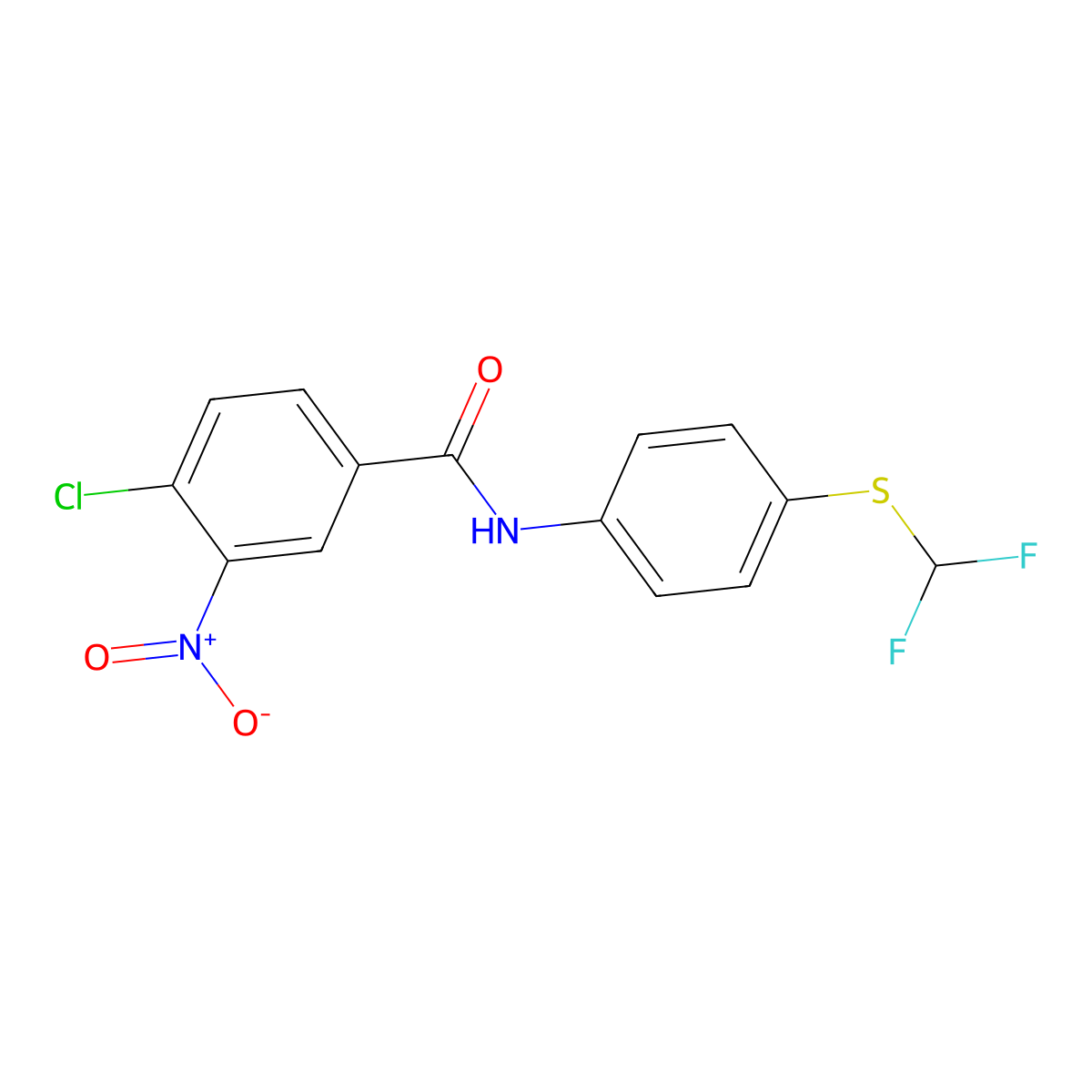4-chloro-N-{4-[(difluoromethyl)sulfanyl]phenyl}-3-nitrobenzamide molecular structure, CAS 301235-01-8