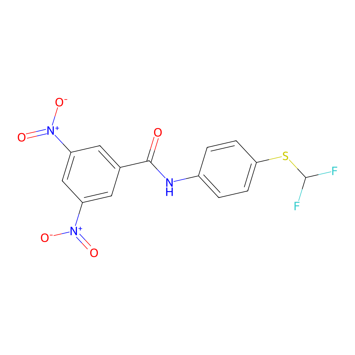 N-[4-(difluoromethylsulfanyl)phenyl]-3,5-dinitrobenzamide molecular structure, CAS 301235-09-6
