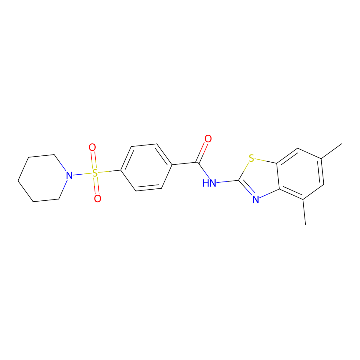 N-(4,6-Dimethyl-1,3-benzothiazol-2-YL)-4-(piperidine-1-sulfonyl)benzamide molecular structure, CAS 301235-21-2