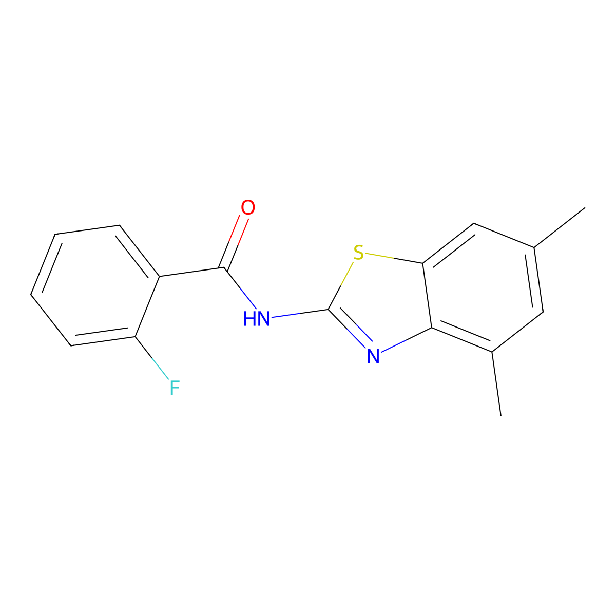 N-(4,6-dimethyl-1,3-benzothiazol-2-yl)-2-fluorobenzamide molecular structure, CAS 301235-47-2