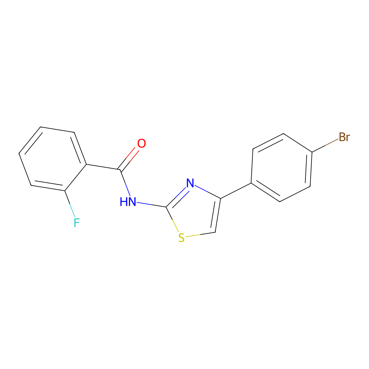 N-(4-(4-bromophenyl)thiazol-2-yl)-2-fluorobenzamide molecular structure, CAS 301235-99-4