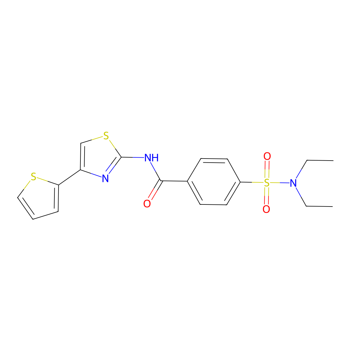 4-(N,N-diethylsulfamoyl)-N-(4-(thiophen-2-yl)thiazol-2-yl)benzamide molecular structure, CAS 301236-36-2