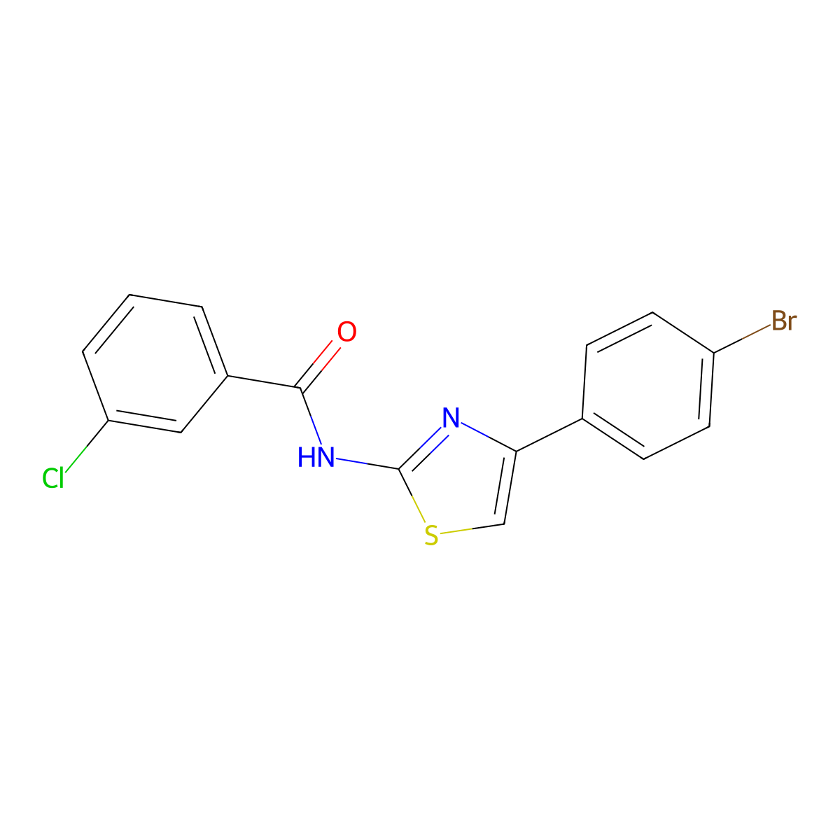 N-[4-(4-bromophenyl)-1,3-thiazol-2-yl]-3-chlorobenzamide molecular structure, CAS 301236-44-2