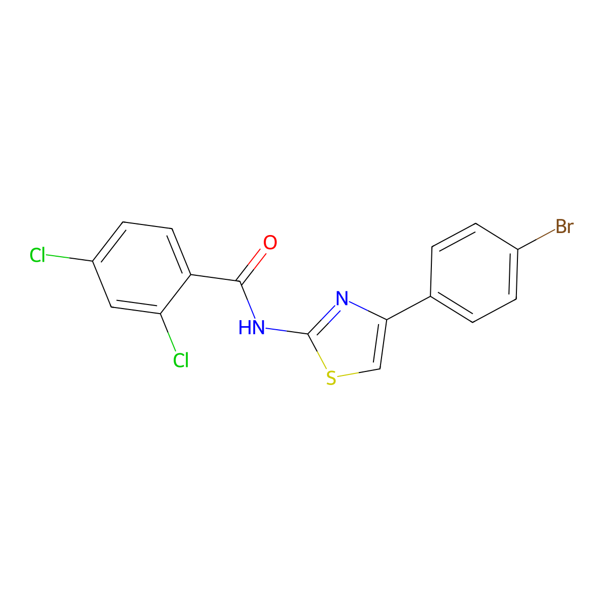 N-[4-(4-bromophenyl)-1,3-thiazol-2-yl]-2,4-dichlorobenzamide molecular structure, CAS 301236-80-6