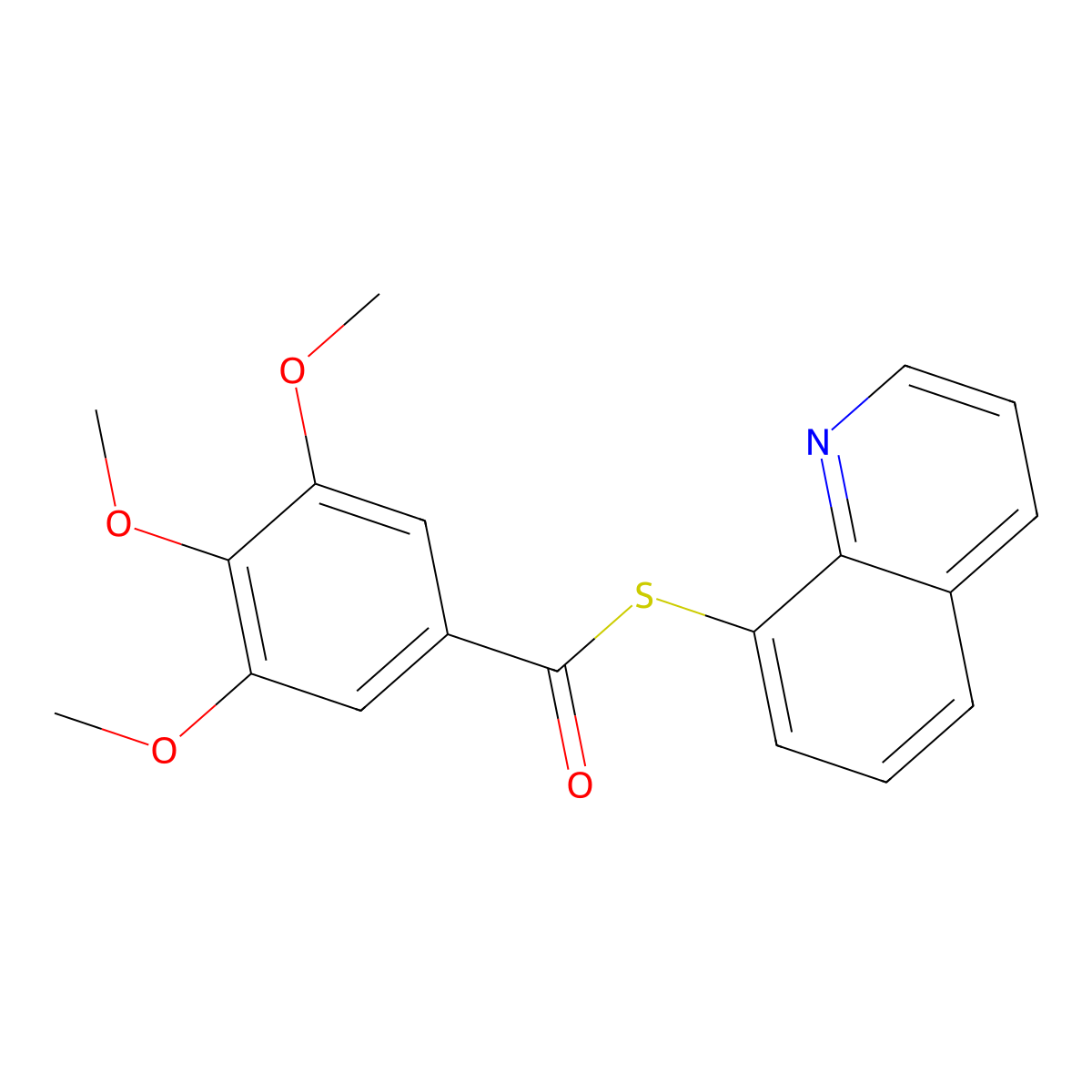 (Quinolin-8-ylsulfanyl)(3,4,5-trimethoxyphenyl)methanone molecular structure, CAS 301237-03-6
