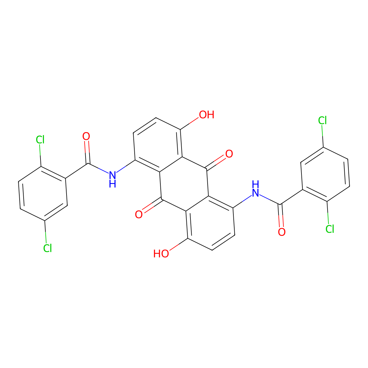 N,N'-(9,10-Dihydro-4,8-dihydroxy-9,10-dioxoanthracene-1,5-diyl)bis(2,5-dichlorobenzamide) molecular structure, CAS 30124-48-2