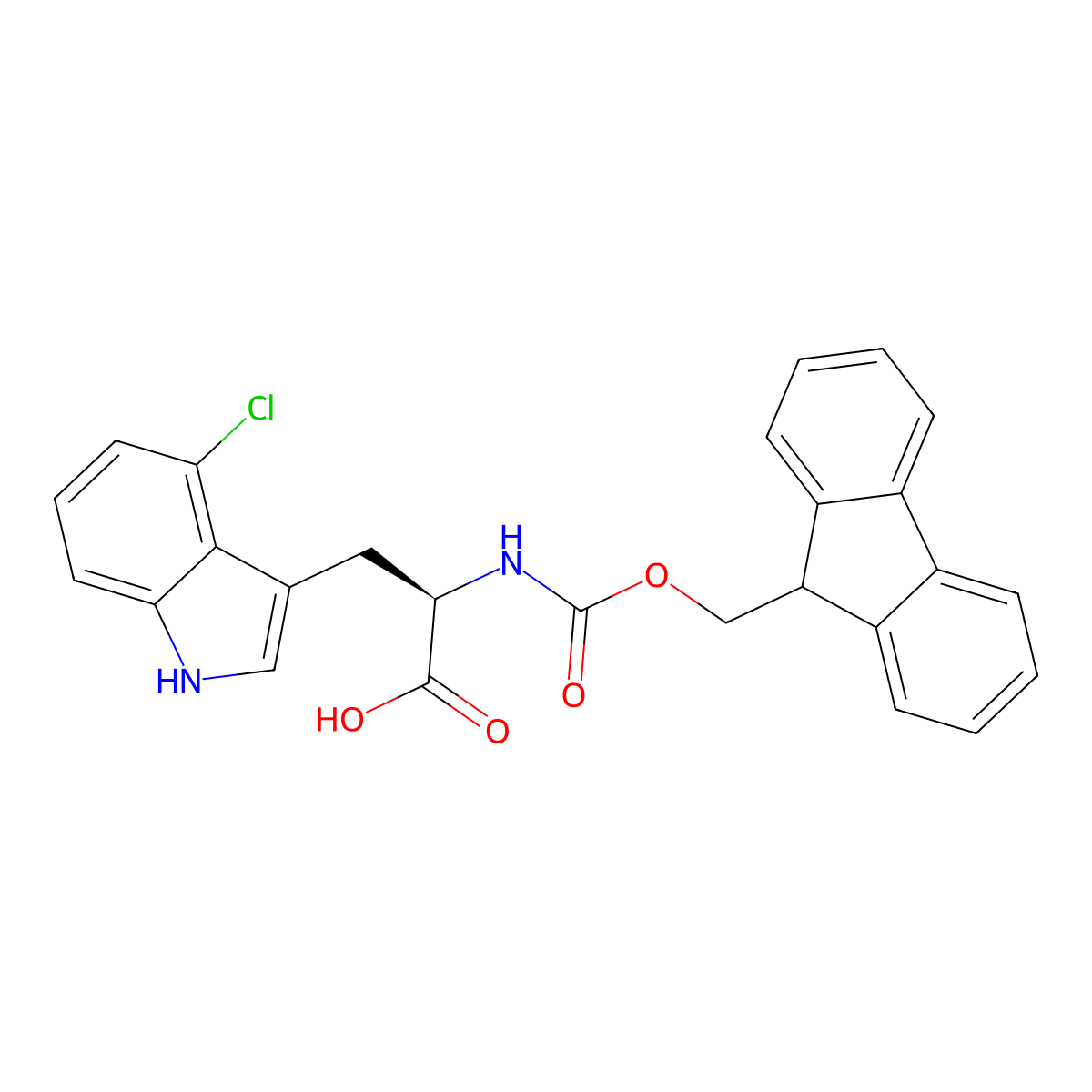 Fmoc-D-trp(4-CL)-OH molecular structure, CAS 3012560-61-8