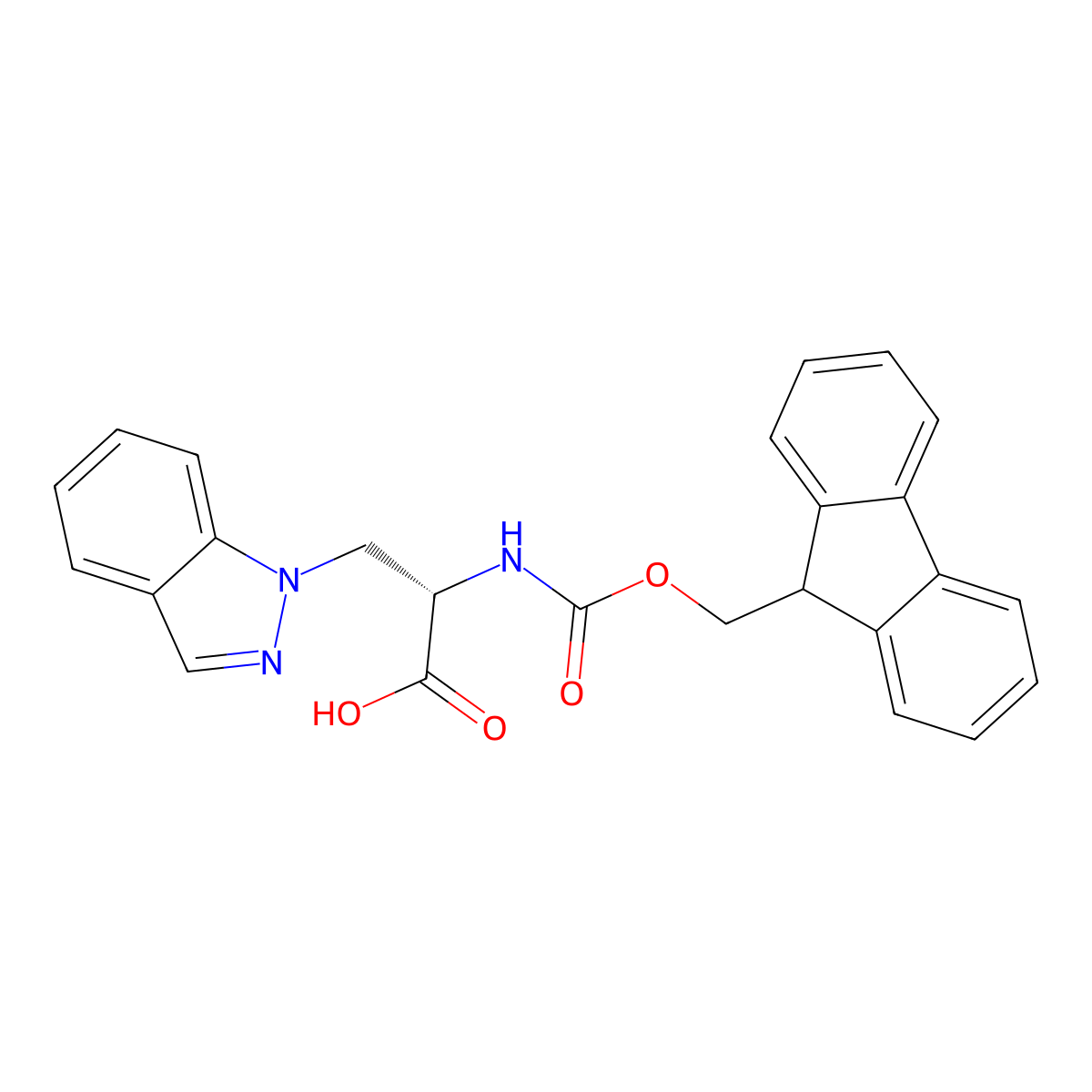 N-alpha-(9-Fluorenylmethyloxycarbonyl)-beta-indaZol-1-yl-alanine (Fmoc-L-1Inal-OH) molecular structure, CAS 3012561-11-1