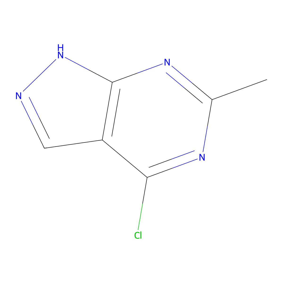 4-chloro-6-methyl-1H-pyrazolo[3,4-d]pyrimidine molecular structure, CAS 30129-53-4
