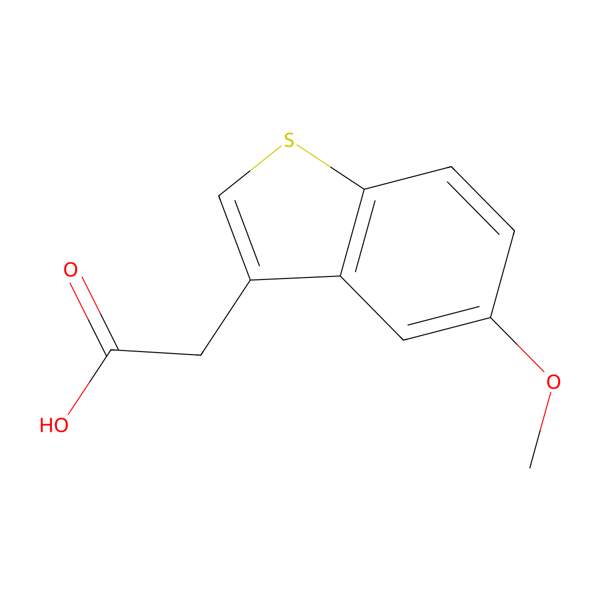 BENZO(b)THIOPHENE-3-ACETIC ACID, 5-METHOXY- molecular structure, CAS 30129-68-1