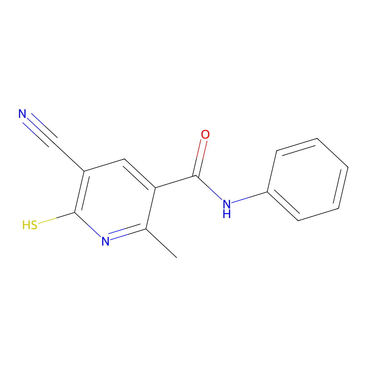 5-cyano-2-methyl-N-phenyl-6-sulfanylpyridine-3-carboxamide molecular structure, CAS 301298-00-0
