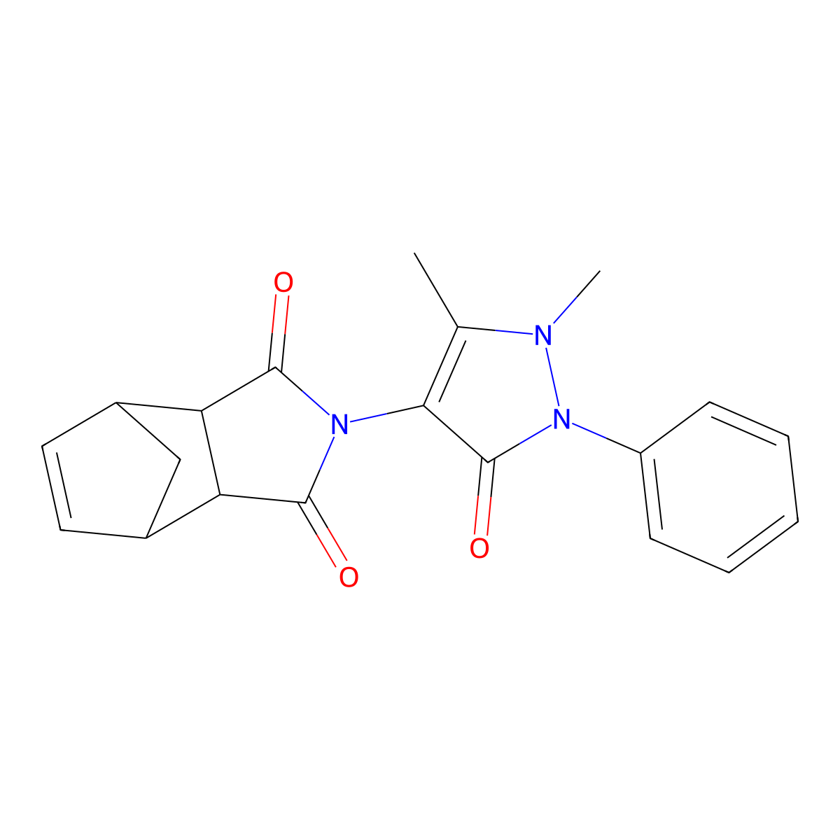 2-(1,5-dimethyl-3-oxo-2-phenyl-2,3-dihydro-1H-pyrazol-4-yl)-3a,4,7,7a-tetrahydro-1H-4,7-methanoisoindole-1,3(2H)-dione molecular structure, CAS 301298-87-3