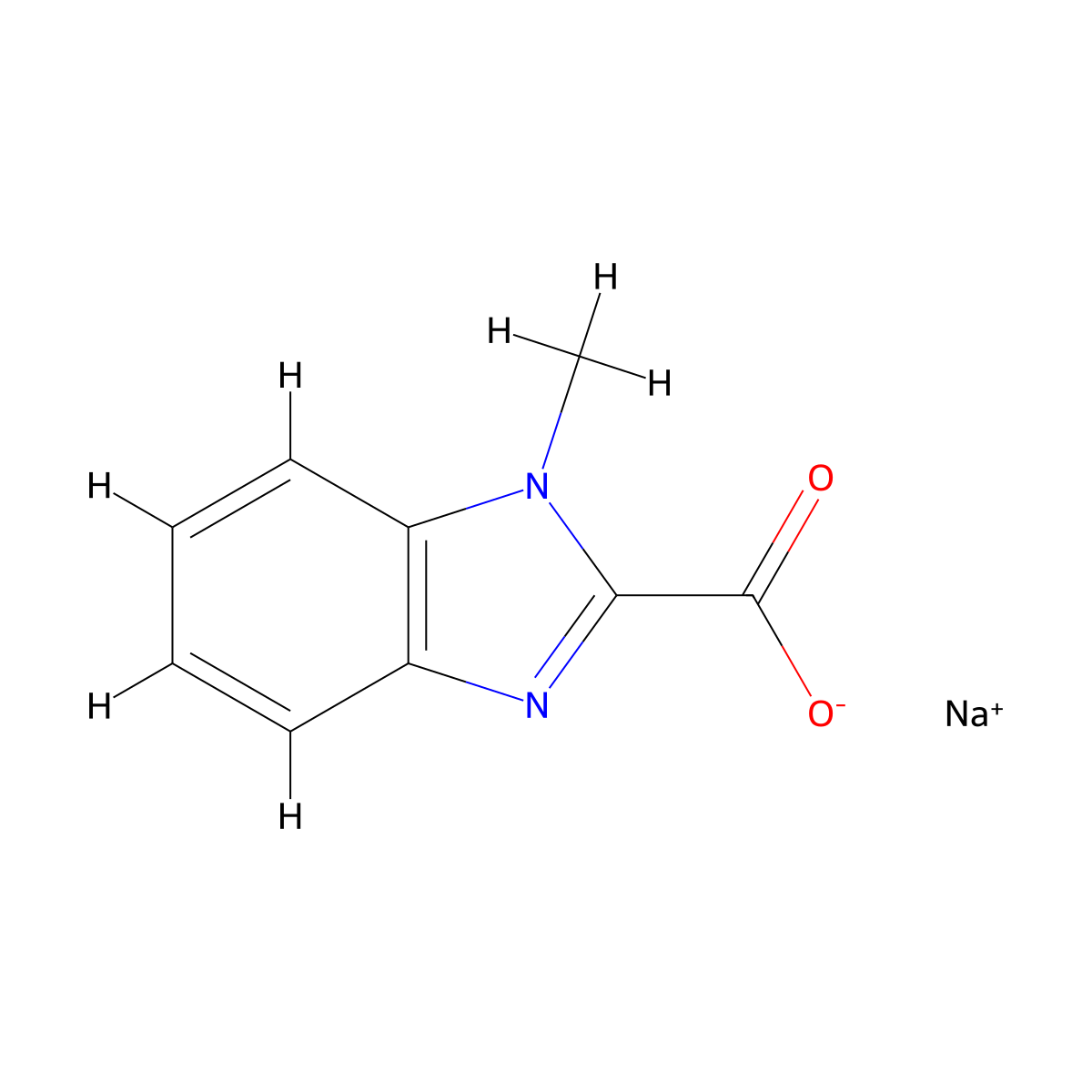 Sodium 1-methyl-1H-benzo[d]imidazole-2-carboxylate molecular structure, CAS 3013-05-6