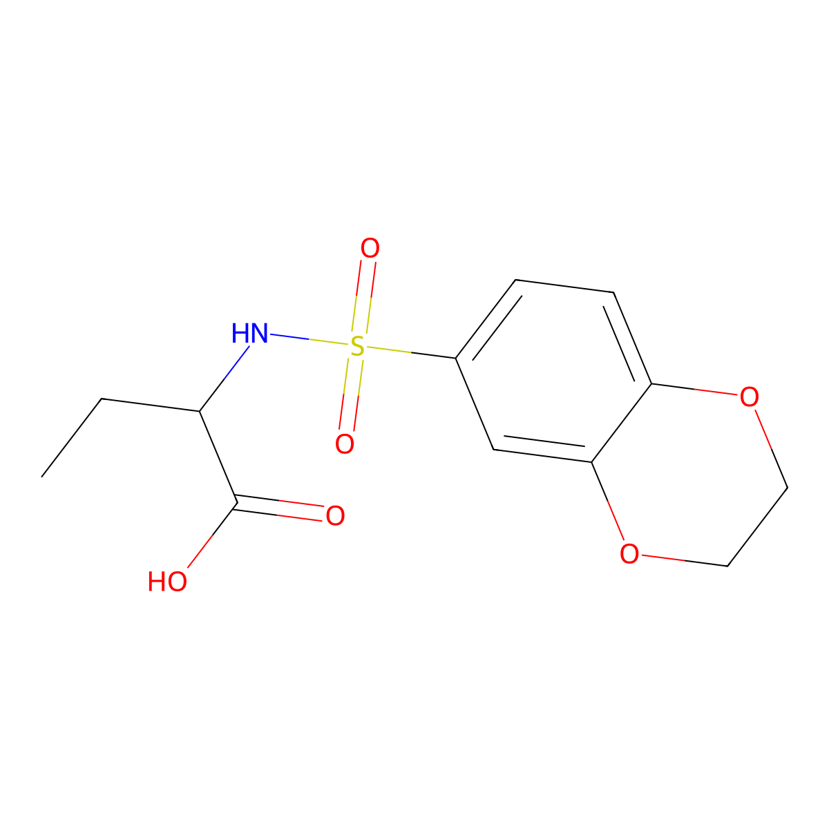 2-(2,3-Dihydro-benzo[1,4]dioxine-6-sulfonylamino)-butyric acid molecular structure, CAS 301301-44-0