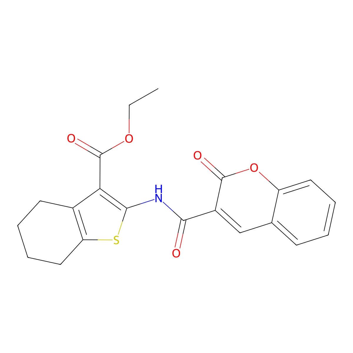 ethyl 2-{[(2-oxo-2H-chromen-3-yl)carbonyl]amino}-4,5,6,7-tetrahydro-1-benzothiophene-3-carboxylate molecular structure, CAS 301304-83-6