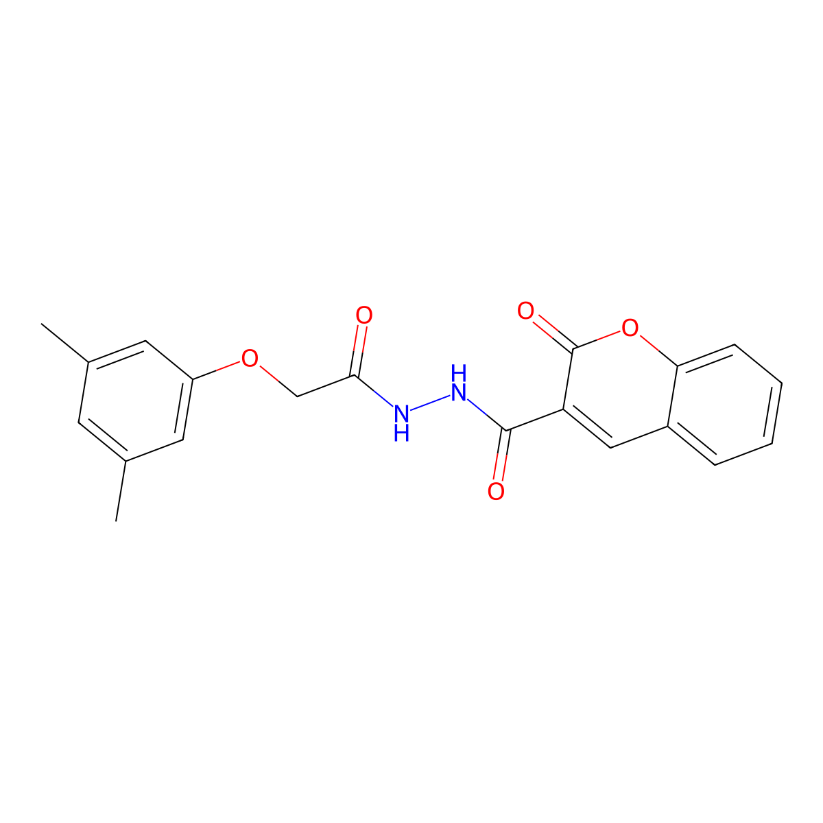 N'-[(3,5-dimethylphenoxy)acetyl]-2-oxo-2H-chromene-3-carbohydrazide molecular structure, CAS 301304-85-8