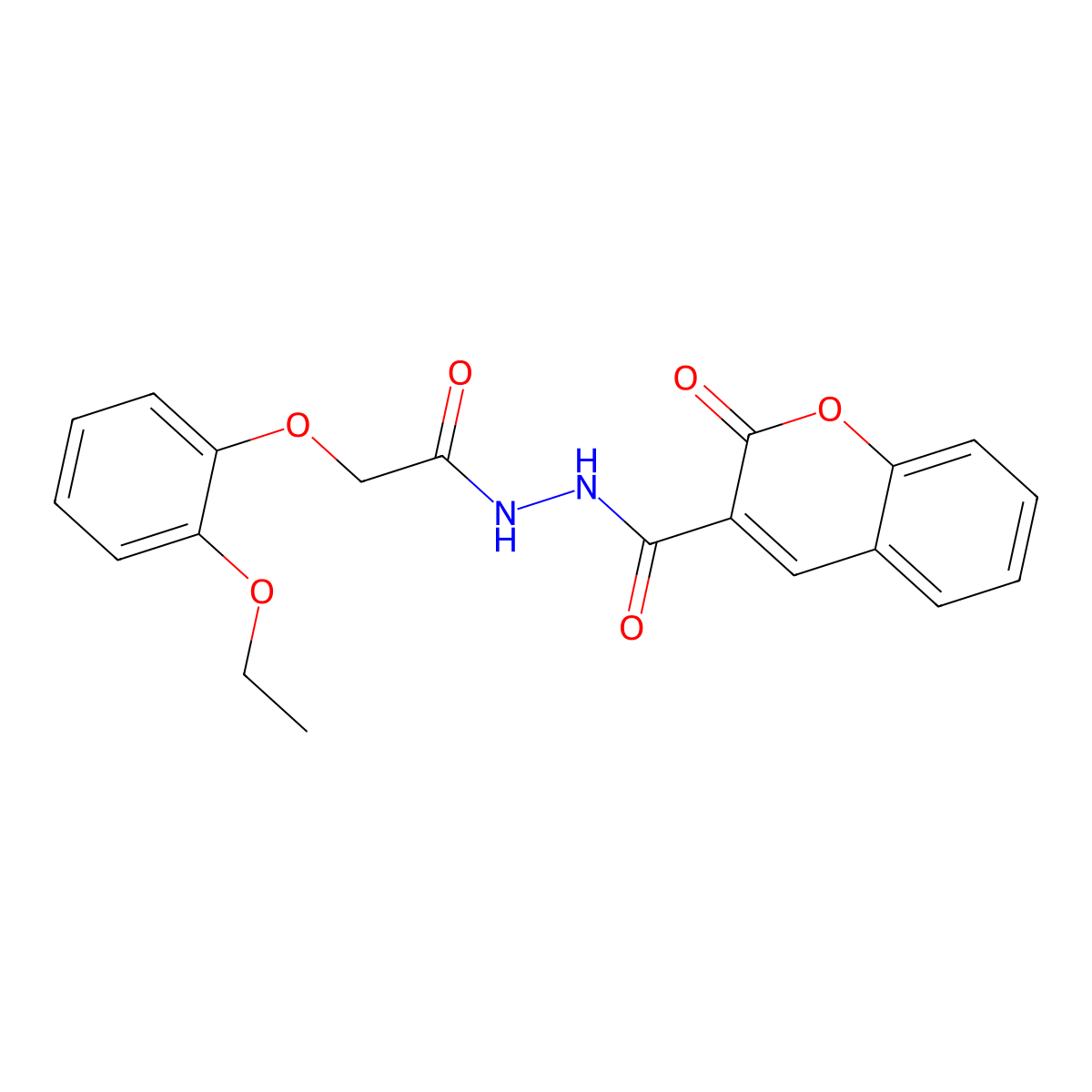 2-(2-ethoxyphenoxy)-N-[(2-oxochromen-3-yl)carbonylamino]acetamide molecular structure, CAS 301304-86-9