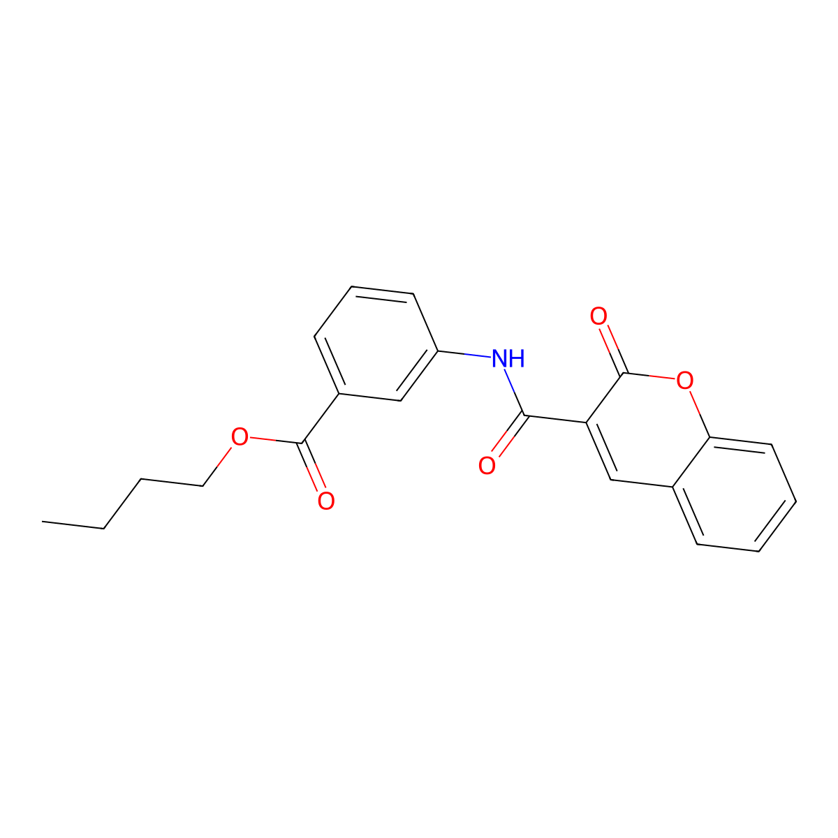 3-[(2-Oxo-2H-chromene-3-carbonyl)-amino]-benzoic acid butyl ester molecular structure, CAS 301304-87-0