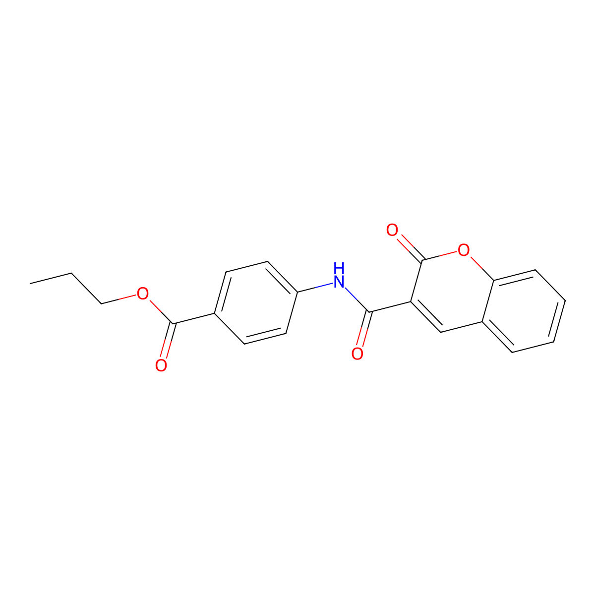 4-[(2-Oxo-2H-chromene-3-carbonyl)-amino]-benzoic acid propyl ester molecular structure, CAS 301304-88-1