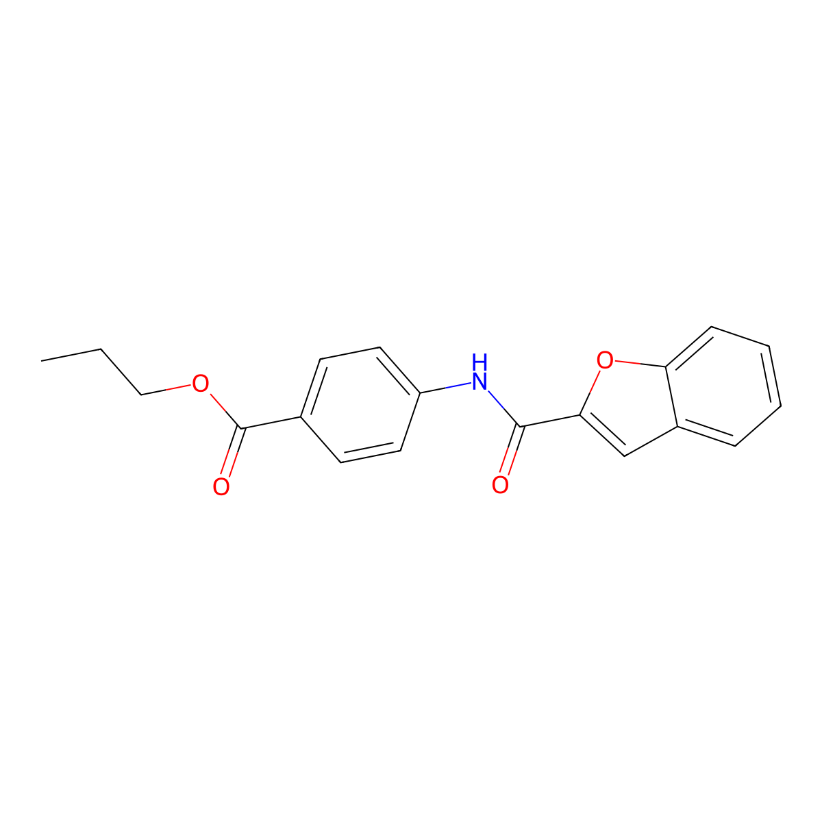Propyl 4-[(1-benzofuran-2-ylcarbonyl)amino]benzoate molecular structure, CAS 301304-92-7