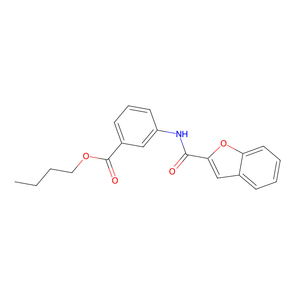 Butyl 3-[(1-benzofuran-2-ylcarbonyl)amino]benzoate molecular structure, CAS 301304-93-8