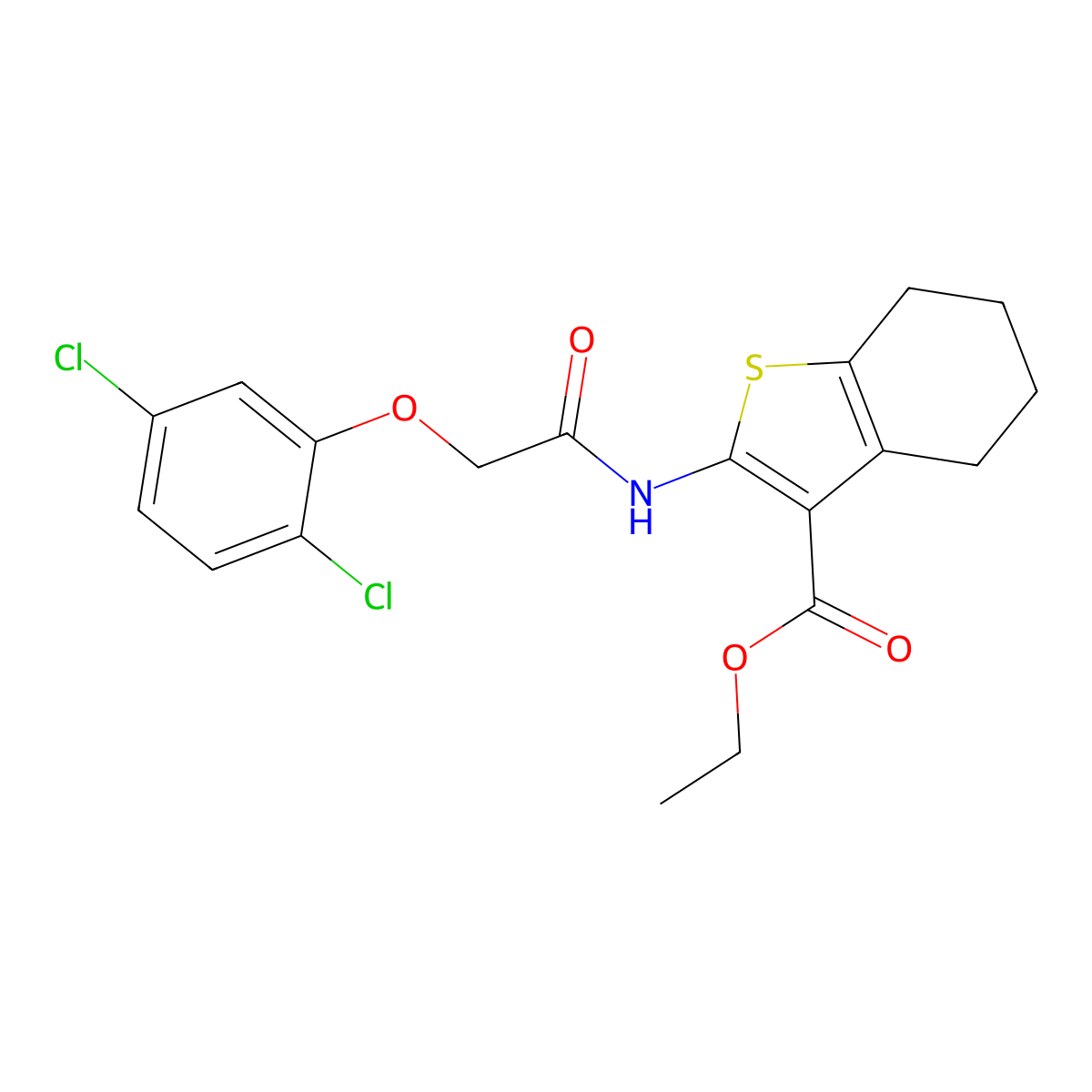 Ethyl 2-{[(2,5-dichlorophenoxy)acetyl]amino}-4,5,6,7-tetrahydro-1-benzothiophene-3-carboxylate molecular structure, CAS 301305-00-0