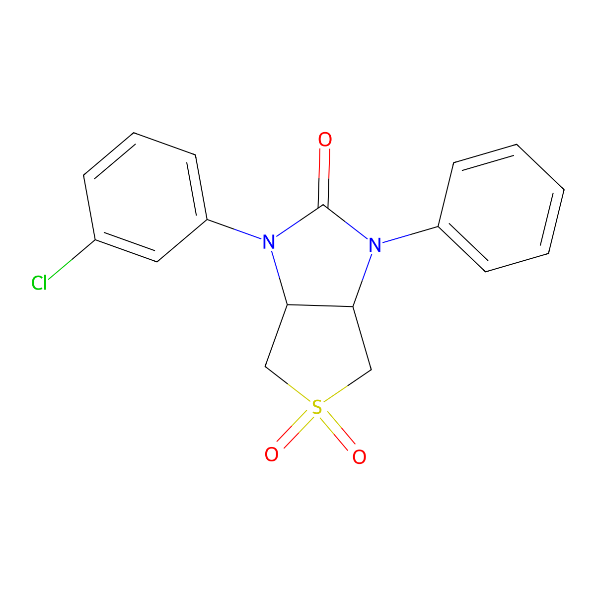 1-(3-chlorophenyl)-3-phenyltetrahydro-1H-thieno[3,4-d]imidazol-2(3H)-one 5,5-dioxide molecular structure, CAS 301305-56-6