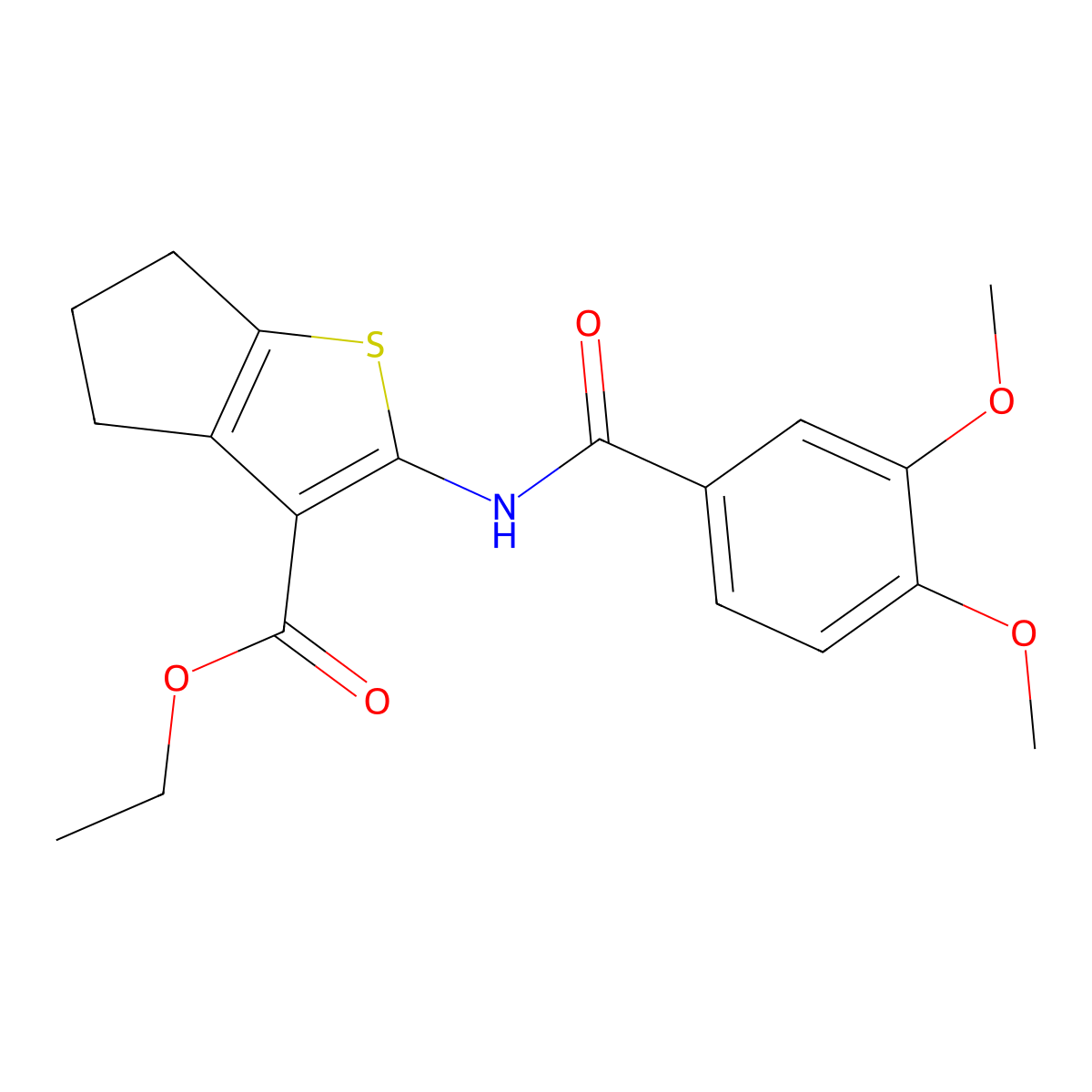 ethyl 2-[(3,4-dimethoxybenzoyl)amino]-5,6-dihydro-4H-cyclopenta[b]thiophene-3-carboxylate molecular structure, CAS 301305-76-0