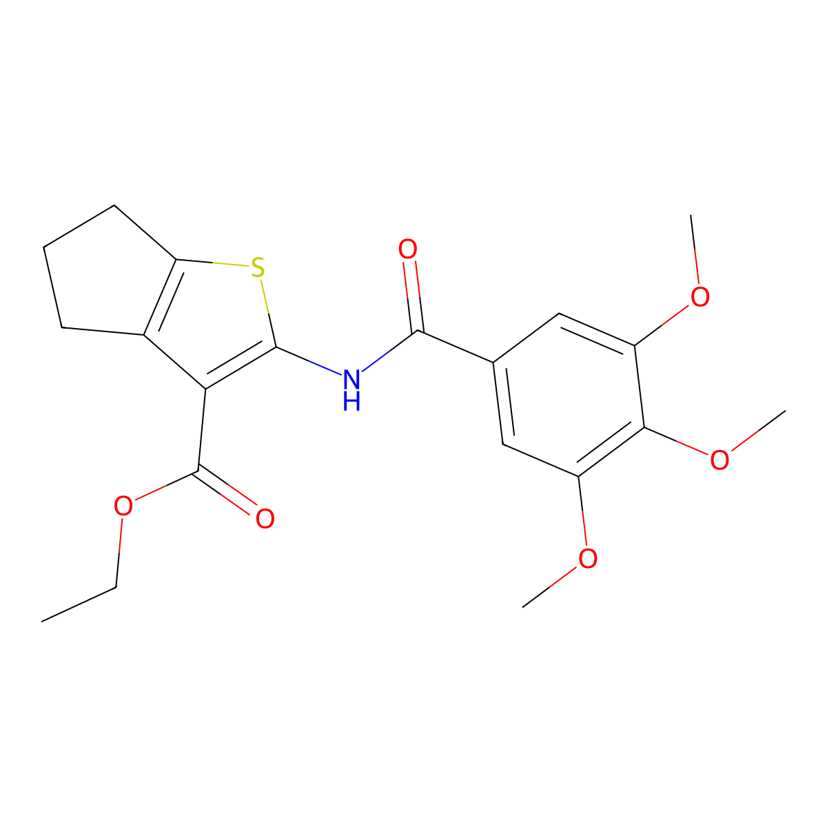 ethyl 2-(3,4,5-trimethoxybenzamido)-4H,5H,6H-cyclopenta[b]thiophene-3-carboxylate molecular structure, CAS 301305-77-1