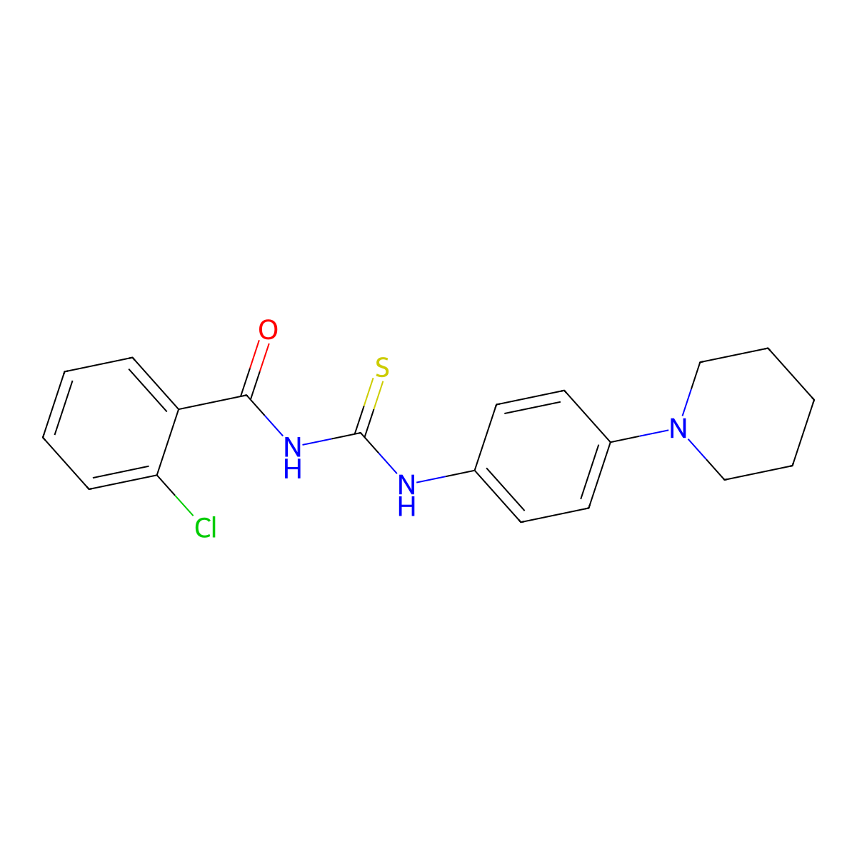 2-chloro-N-{[4-(piperidin-1-yl)phenyl]carbamothioyl}benzamide molecular structure, CAS 301305-89-5