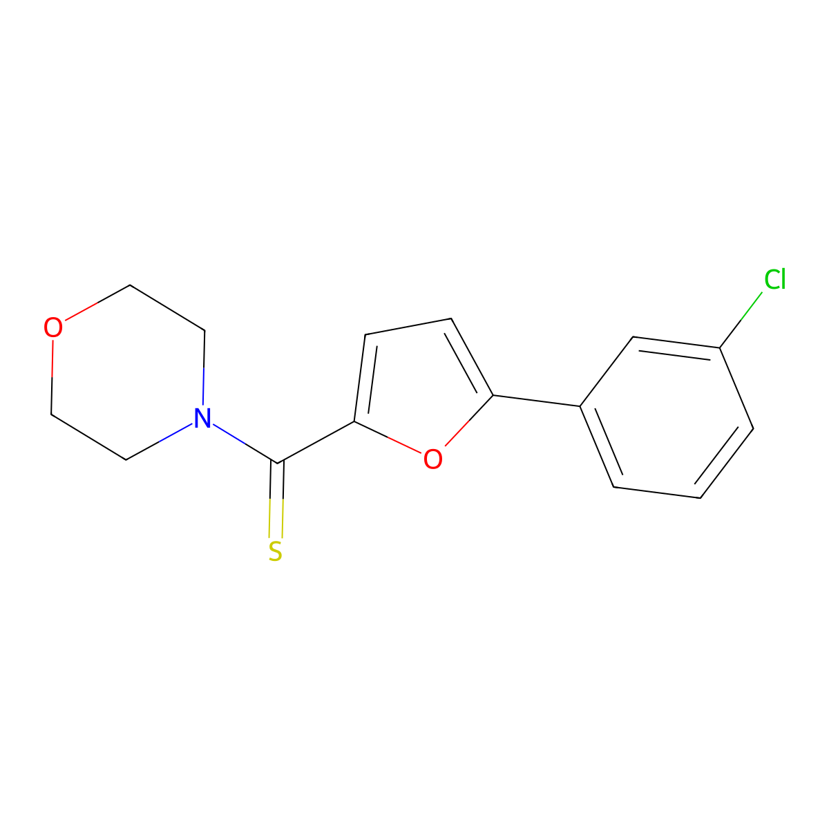 [5-(3-Chlorophenyl)furan-2-yl]-morpholin-4-ylmethanethione molecular structure, CAS 301305-96-4