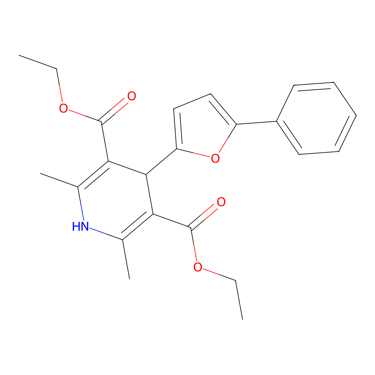 Diethyl 2,6-dimethyl-4-(5-phenyl-2-furyl)-1,4-dihydro-3,5-pyridinedicarboxylate molecular structure, CAS 301305-99-7