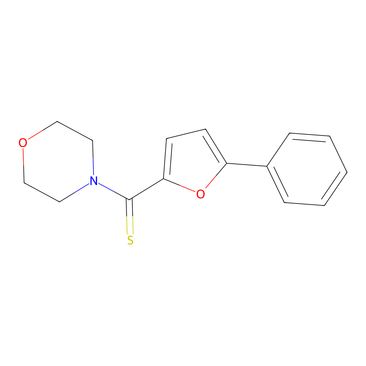 Morpholin-4-yl-(5-phenylfuran-2-yl)methanethione molecular structure, CAS 301306-02-5
