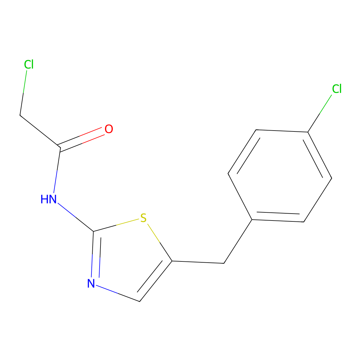 2-chloro-N-[5-(4-chlorobenzyl)-1,3-thiazol-2-yl]acetamide molecular structure, CAS 301306-14-9