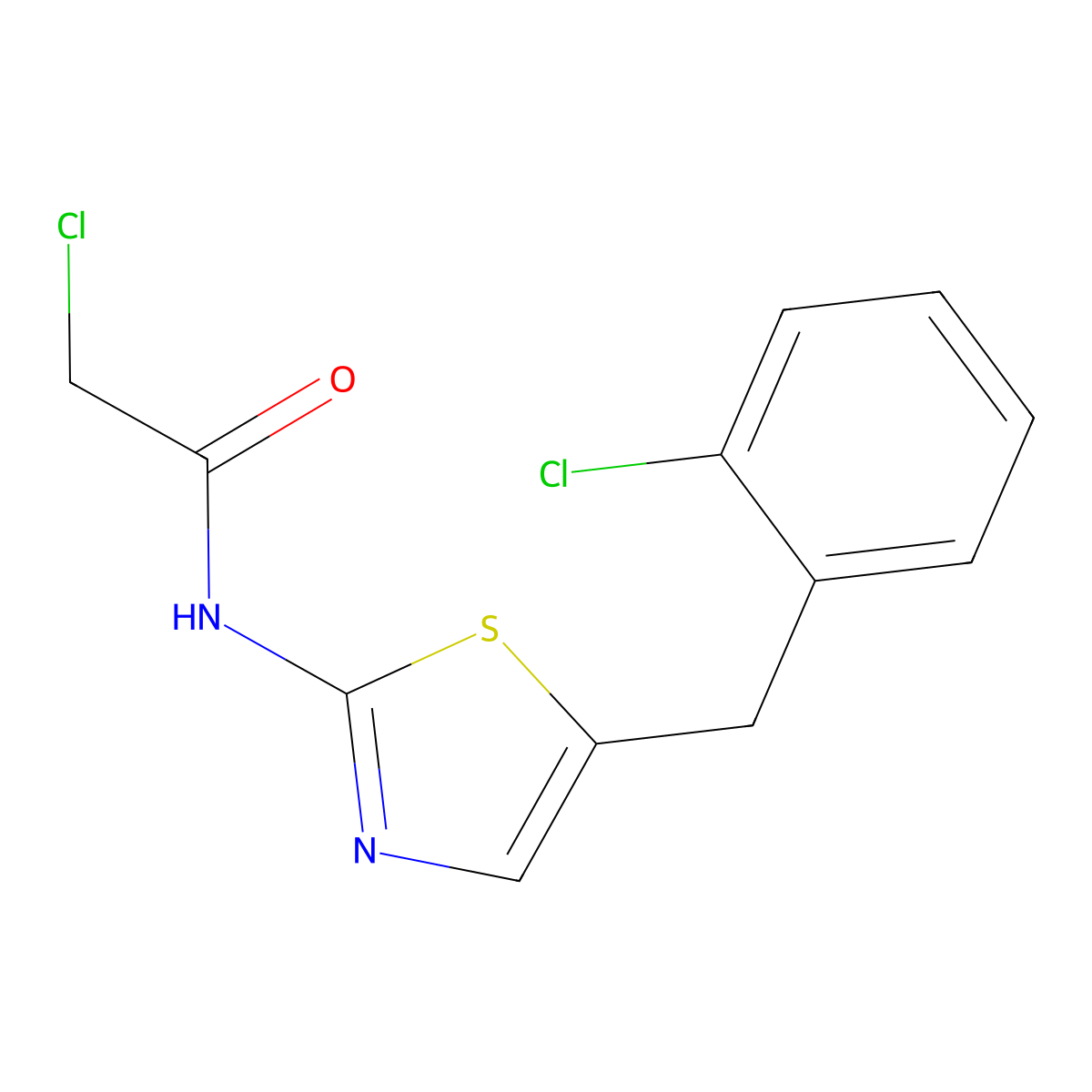 2-Chloro-N-(5-(2-chlorobenzyl)-1,3-thiazol-2-YL)acetamide molecular structure, CAS 301306-15-0
