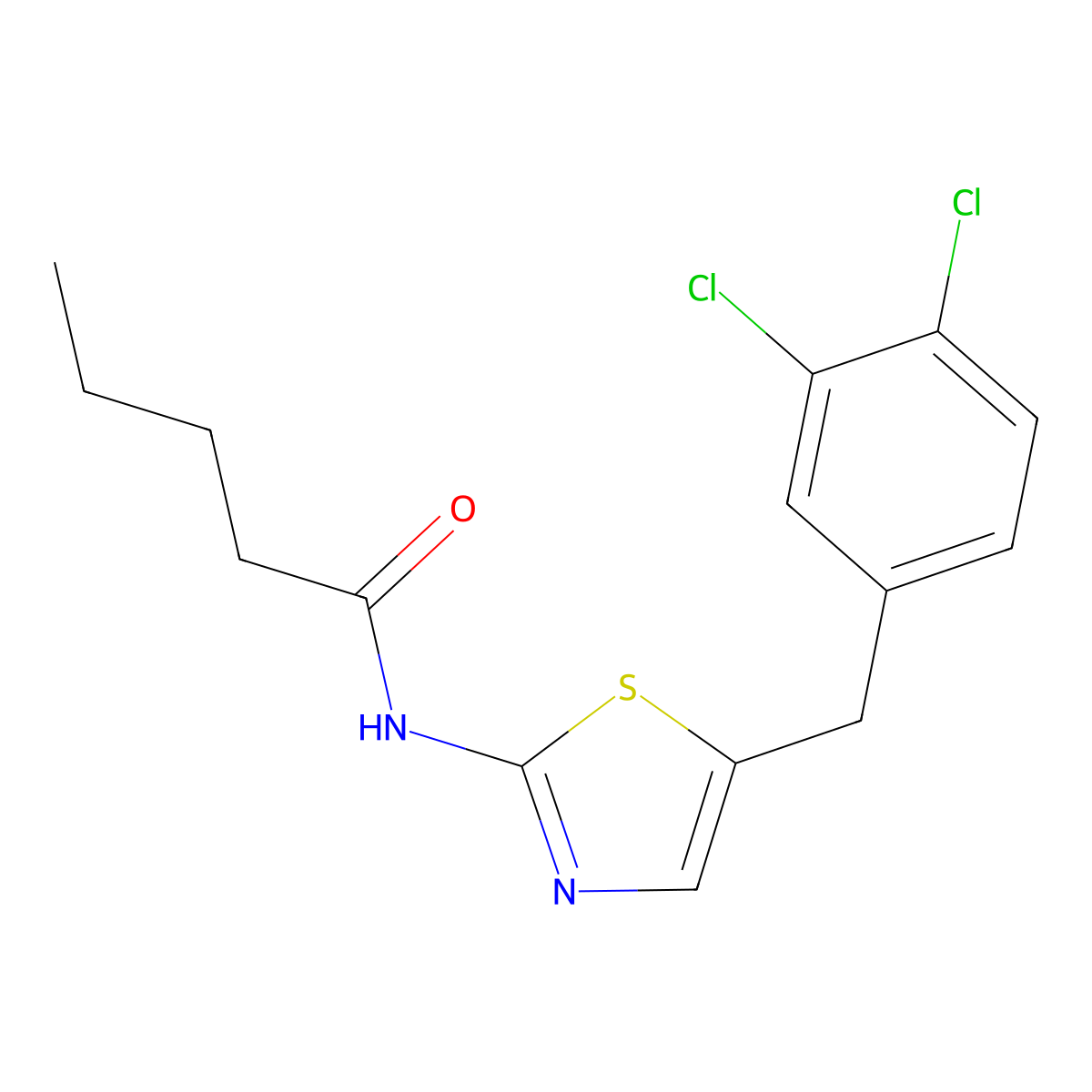 N-{5-[(3,4-dichlorophenyl)methyl]-1,3-thiazol-2-yl}pentanamide molecular structure, CAS 301306-19-4
