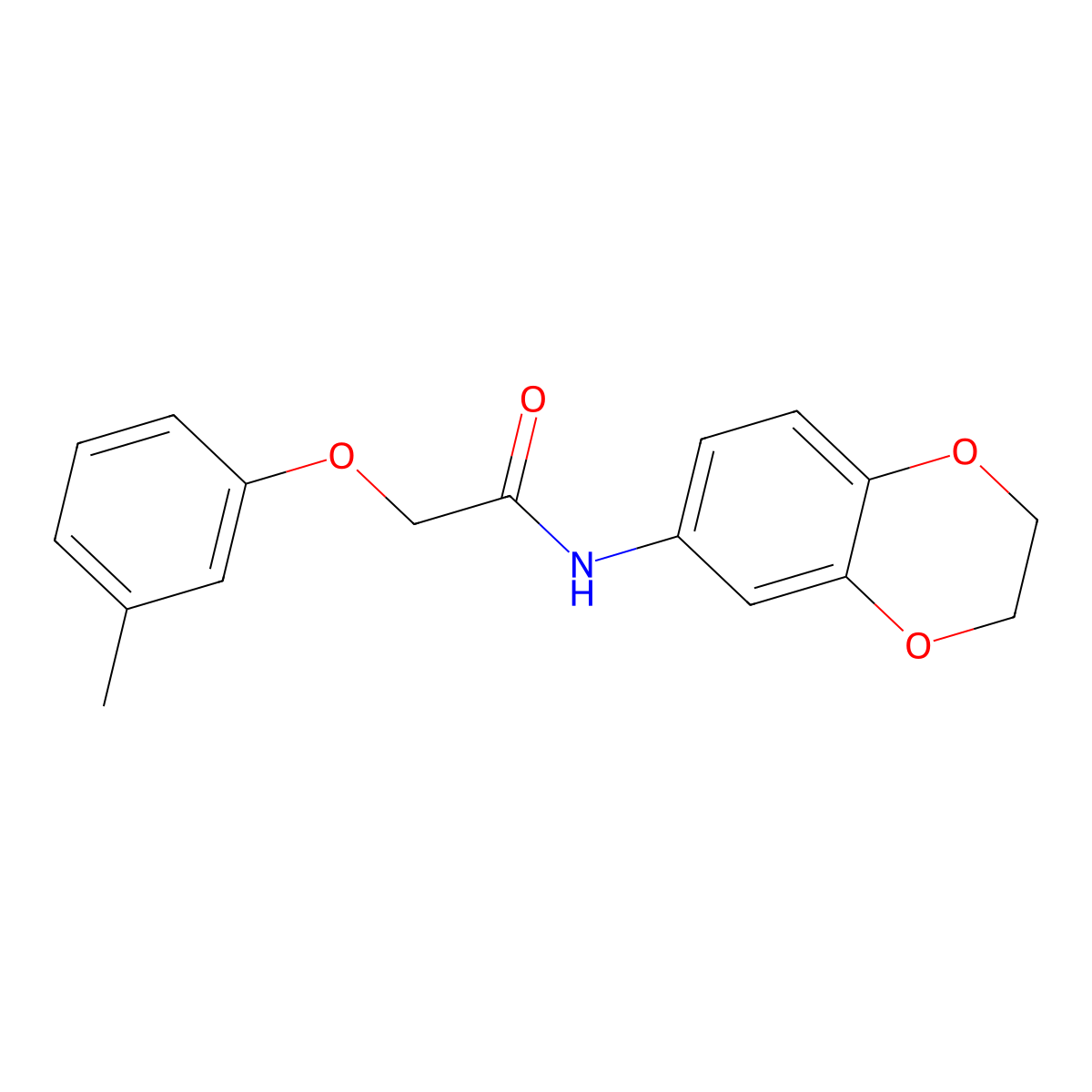 N-(2,3-dihydro-1,4-benzodioxin-6-yl)-2-(3-methylphenoxy)acetamide molecular structure, CAS 301306-83-2
