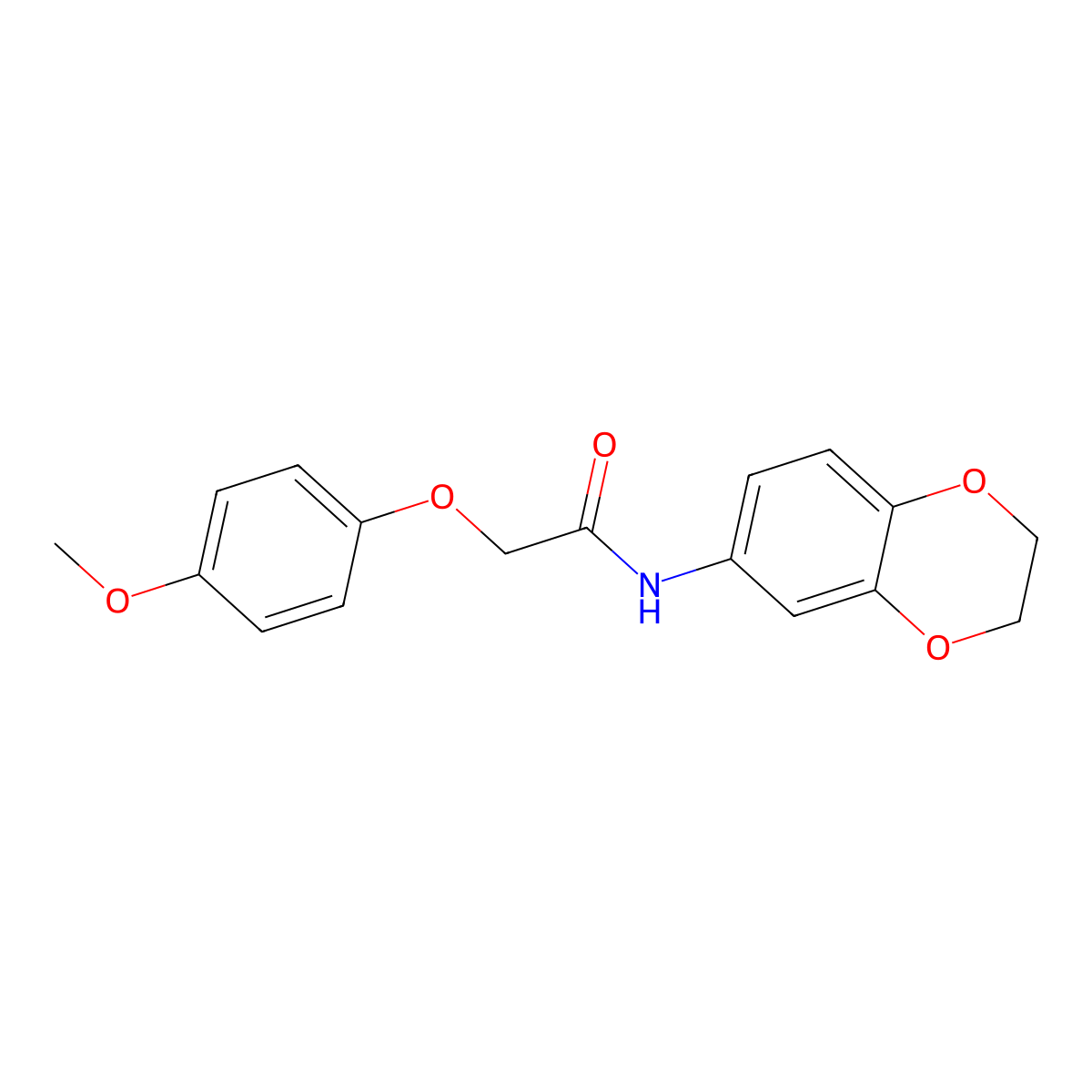 N-(2,3-dihydro-1,4-benzodioxin-6-yl)-2-(4-methoxyphenoxy)acetamide molecular structure, CAS 301306-84-3