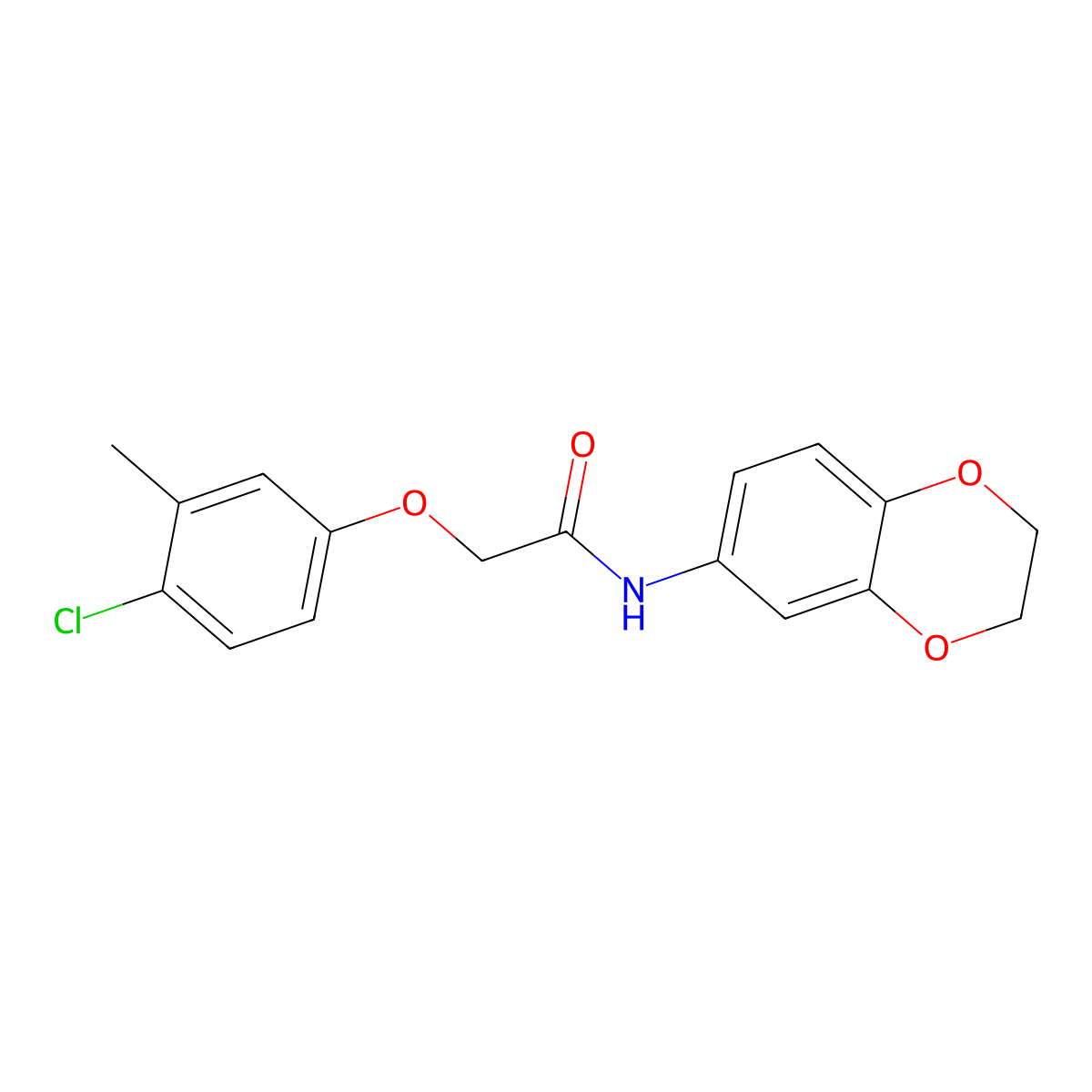 2-(4-chloro-3-methylphenoxy)-N-(2,3-dihydro-1,4-benzodioxin-6-yl)acetamide molecular structure, CAS 301306-89-8