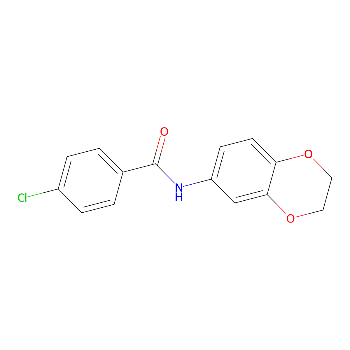 4-Chloro-N-(2,3-dihydrobenzo[b][1,4]dioxin-6-yl)benzamide molecular structure, CAS 301306-91-2