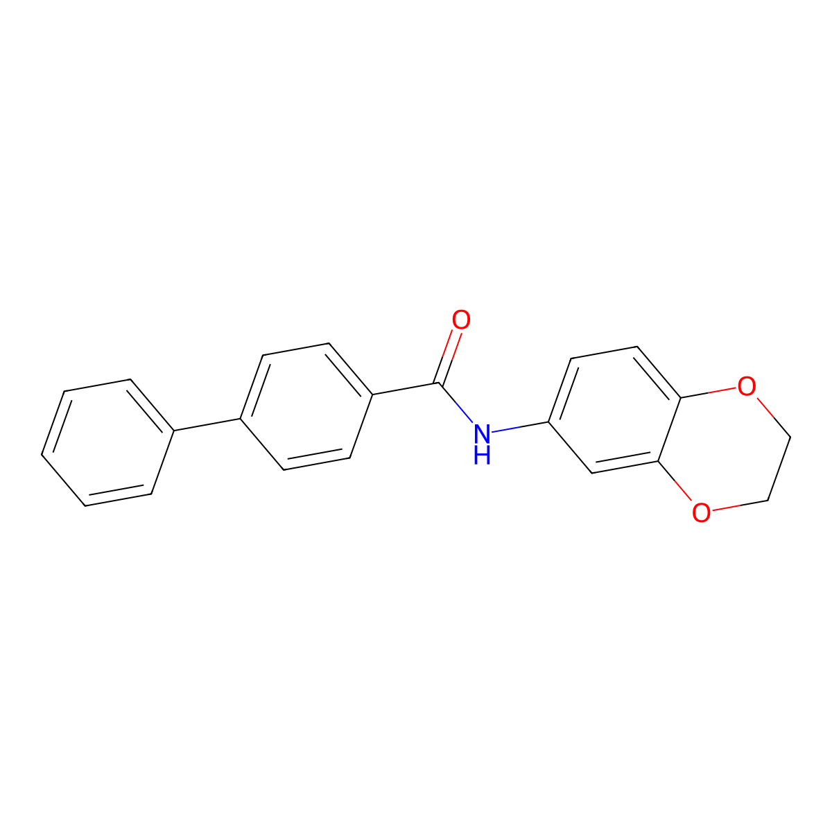 N-(2,3-dihydro-1,4-benzodioxin-6-yl)biphenyl-4-carboxamide molecular structure, CAS 301307-01-7