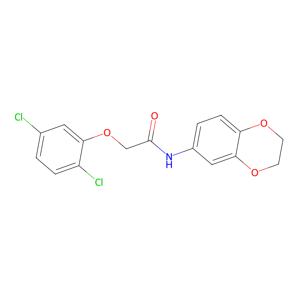 2-(2,5-dichlorophenoxy)-N-(2,3-dihydro-1,4-benzodioxin-6-yl)acetamide molecular structure, CAS 301307-10-8