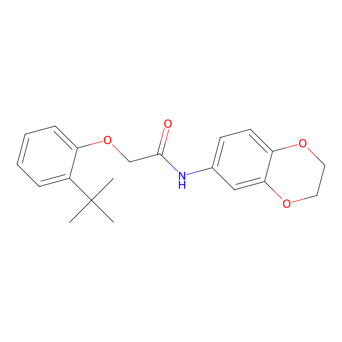 2-(2-tert-butylphenoxy)-N-(2,3-dihydro-1,4-benzodioxin-6-yl)acetamide molecular structure, CAS 301307-11-9