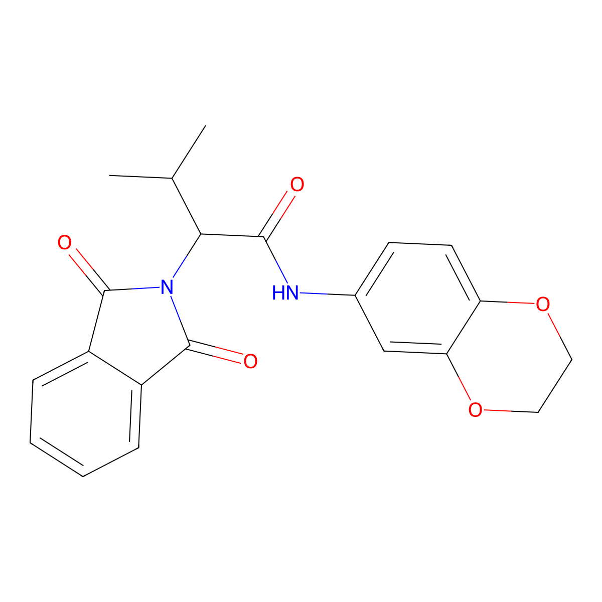 N-(2,3-dihydro-1,4-benzodioxin-6-yl)-2-(1,3-dioxo-1,3-dihydro-2H-isoindol-2-yl)-3-methylbutanamide molecular structure, CAS 301307-12-0