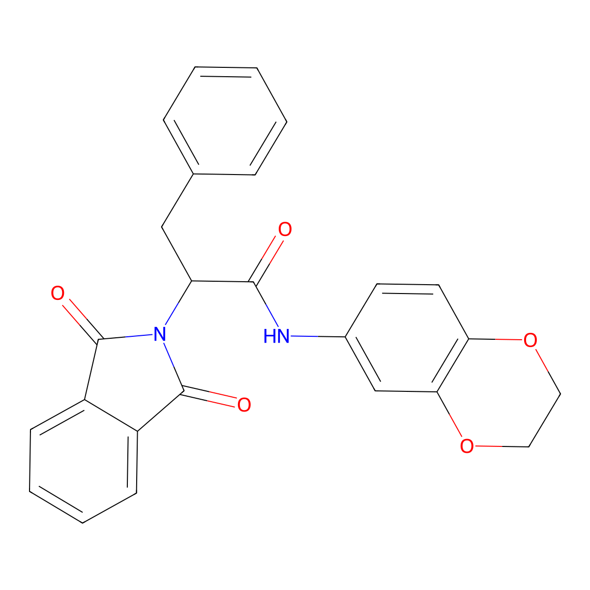 N-(2,3-dihydrobenzo[b][1,4]dioxin-6-yl)-2-(1,3-dioxoisoindolin-2-yl)-3-phenylpropanamide molecular structure, CAS 301307-13-1