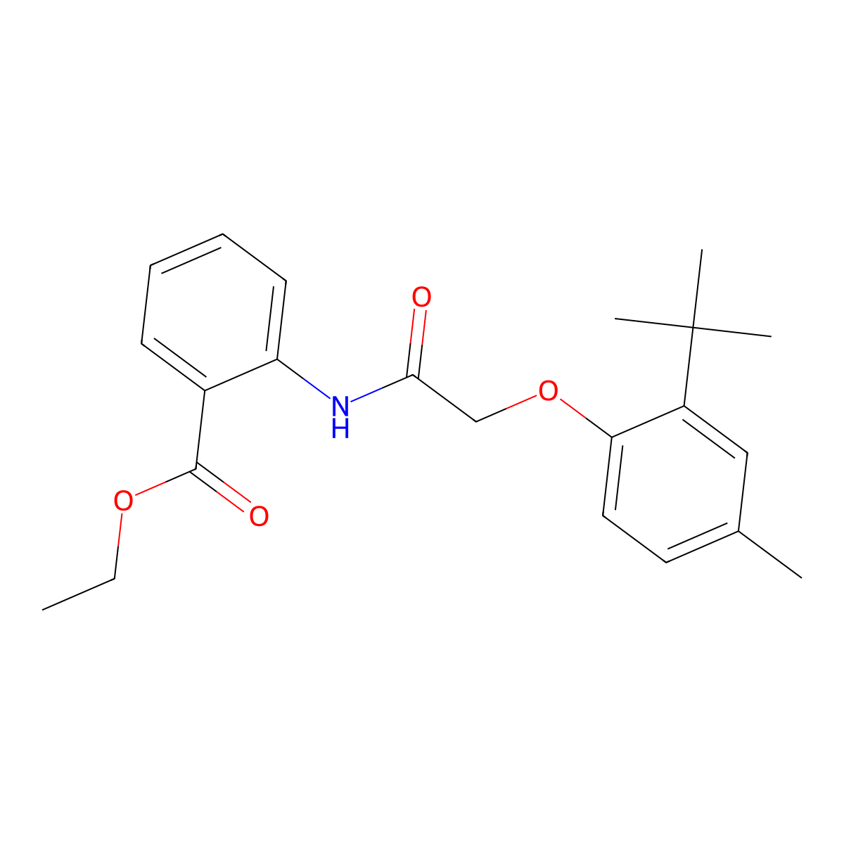 Ethyl 2-[2-(2-tert-butyl-4-methylphenoxy)acetamido]benzoate molecular structure, CAS 301307-52-8