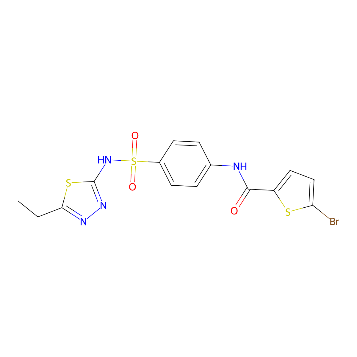 5-bromo-N-(4-(N-(5-ethyl-1,3,4-thiadiazol-2-yl)sulfamoyl)phenyl)thiophene-2-carboxamide molecular structure, CAS 301307-62-0